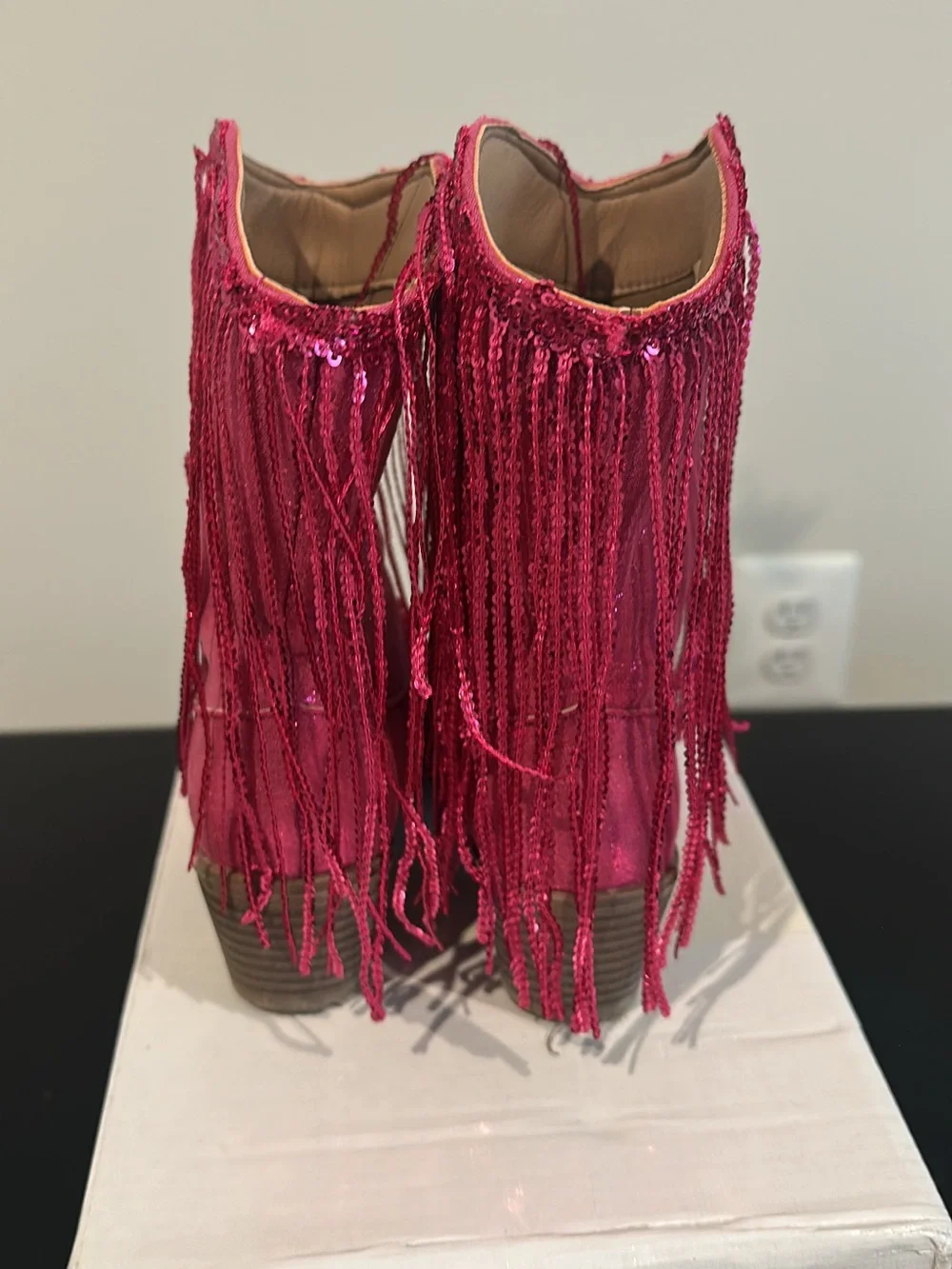 Girls' Shimmery Hot Pink Fringe Boots